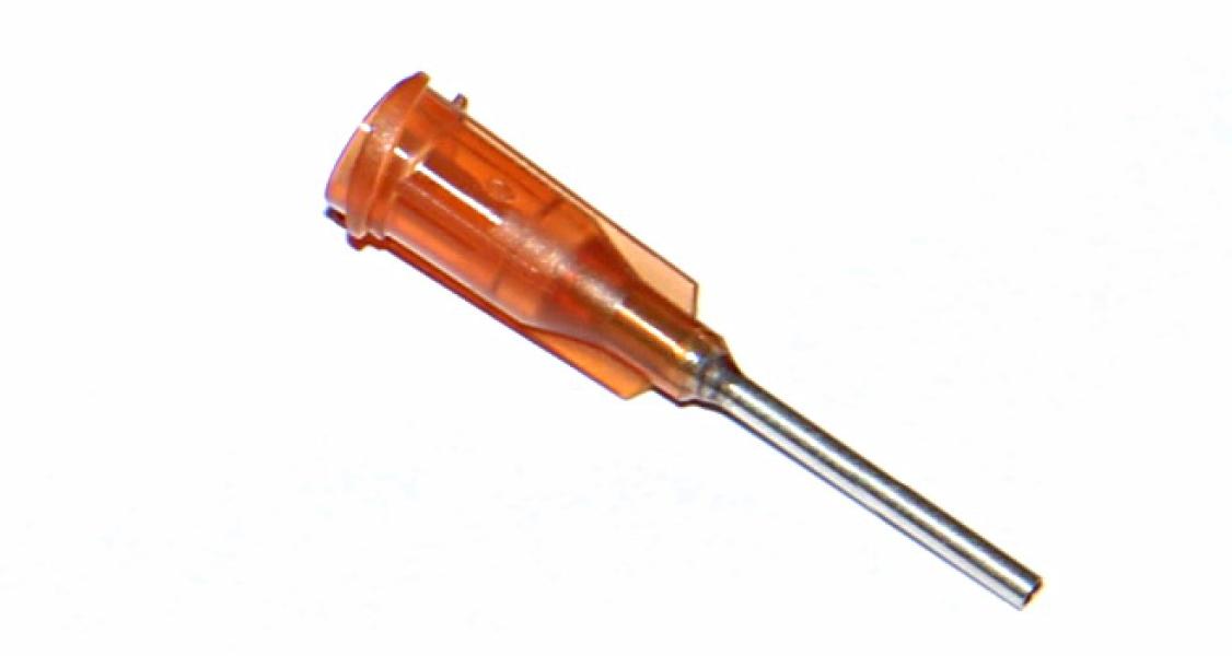 Przyklejone igły dozujące z kaniulą ze stali nierdzewnej 25,4mm pomarańczowo-żółte 15G 1szt