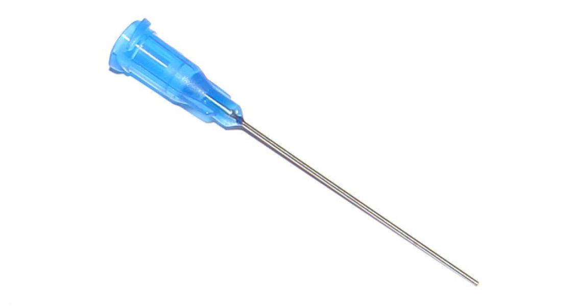 Przyklejone igły dozujące z kaniulą ze stali nierdzewnej 38,1mm niebieskie 22G 1szt