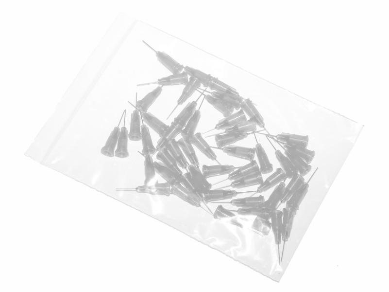 Przyklejane igły dozujące z kaniulą ze stali nierdzewnej 25,4mm przezroczyste 27G 50szt