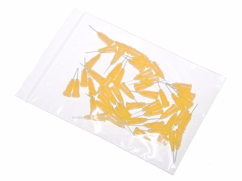 Przyklejane igły dozujące z kaniulą ze stali nierdzewnej 25,4mm pomarańczowe 23G 50szt