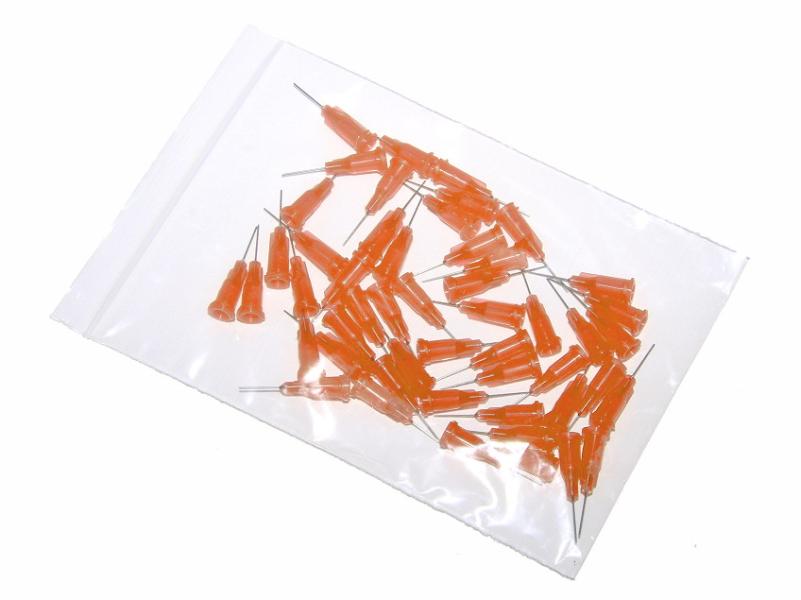Przyklejane igły dozujące z kaniulą ze stali nierdzewnej 25,4mm pomarańczowo-żółte 15G 50szt