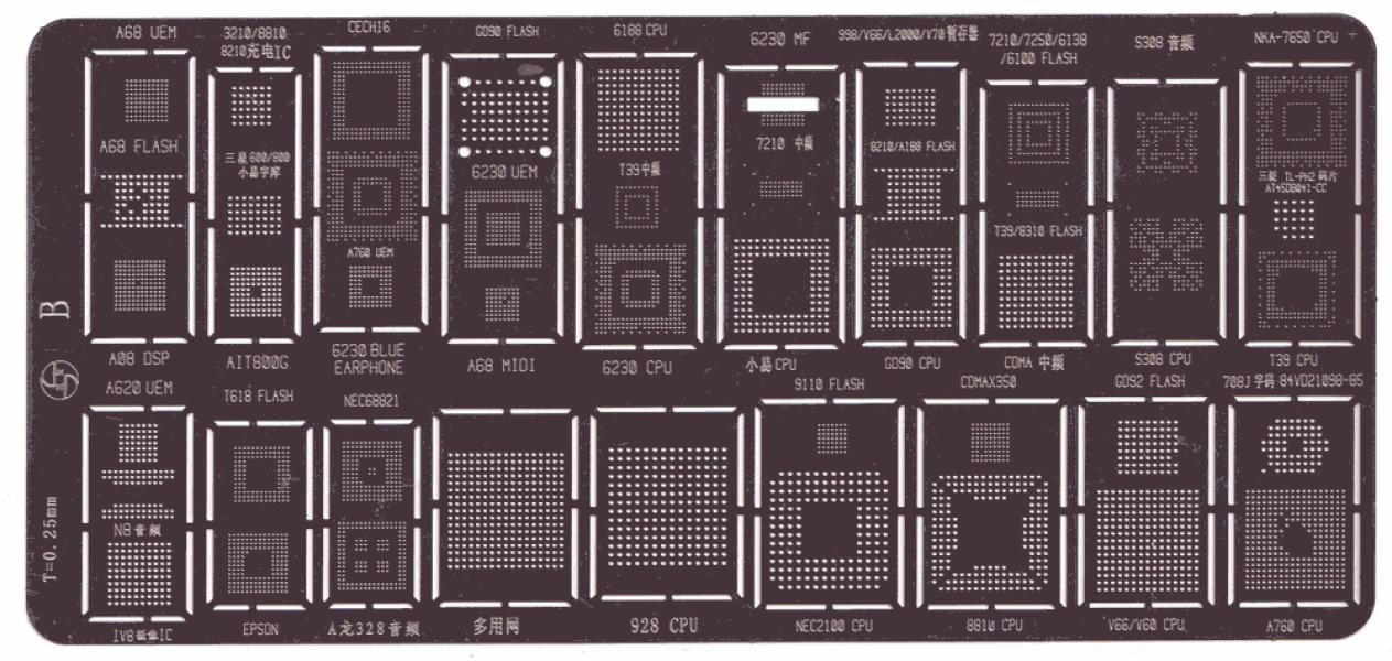 Szablon dla układów BGA typu reflow E