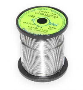 Bezołowiowy lut rurkowy S-Sn96,5Ag3Cu0,5 średnica 1 mm