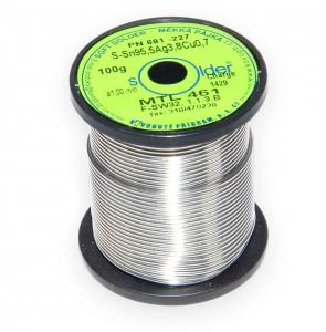 Bezołowiowy lut rurowy S-Sn95,5Ag3,8Cu0,7 średnica 1 mm