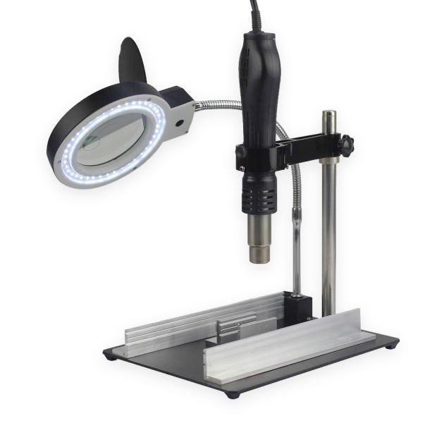 Uchwyt na płytkę drukowaną z lampą LED, szkłem powiększającym i stojakiem YIHUA 628TD