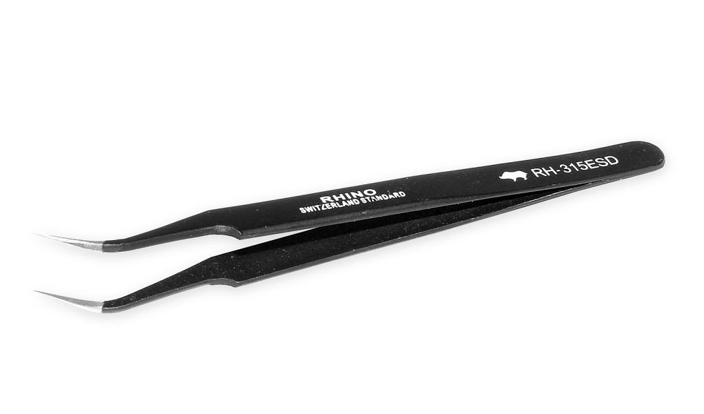 Pęseta Rhino ESD z zakrzywionym ostrzem RH-315ESD