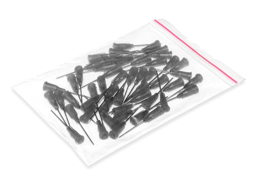 Igły dozujące ze stali nierdzewnej z włożoną rurką teflonową 25,4 mm 21G 50 sztuk