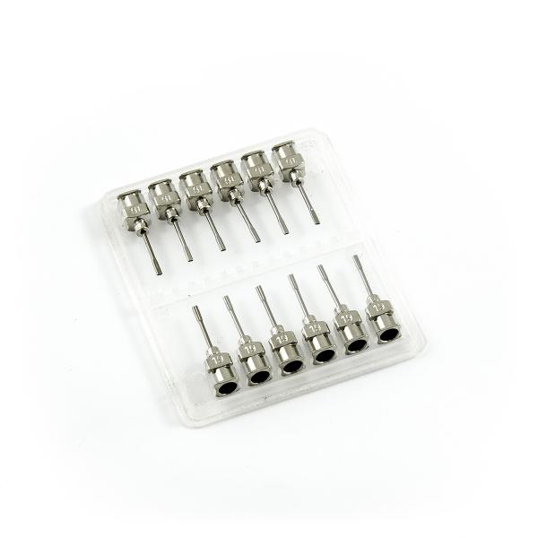 Płaskie igły dozujące ze stali nierdzewnej 19G 0,5" zestaw 12 szt