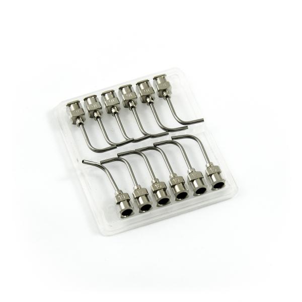 Prostokątne igły dozujące 90° ze stali nierdzewnej 16G 1" zestaw 12 szt