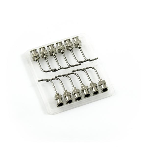 Prostokątne igły dozujące 90° ze stali nierdzewnej 17G 1" zestaw 12 szt