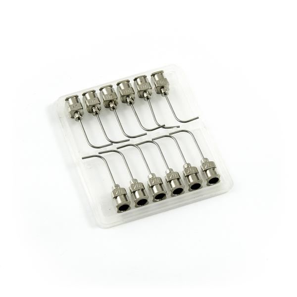 Prostokątne igły dozujące 90° ze stali nierdzewnej 20G 1" zestaw 12 szt