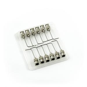 Prostokątne igły dozujące 90° ze stali nierdzewnej 21G 1" zestaw 12 szt