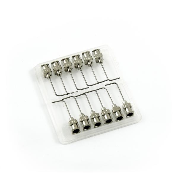 Prostokątne igły dozujące 90° ze stali nierdzewnej 21G 1" zestaw 12 szt