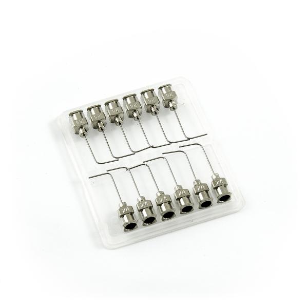 Prostokątne igły dozujące 90° ze stali nierdzewnej 24G 1" zestaw 12 szt