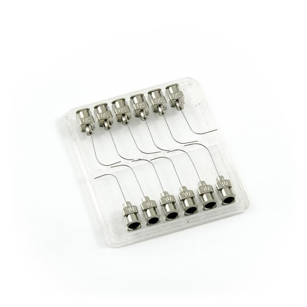 Prostokątne igły dozujące 90° ze stali nierdzewnej 30G 1" zestaw 12szt