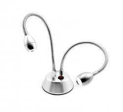 Oświetlenie do mikroskopów na gęsiej szyi 2x LED ALU