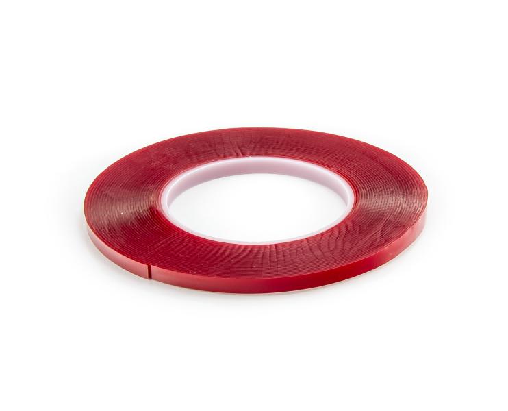 Wzmocniona dwustronna taśma samoprzylepna przezroczysta, grubość 1 mm, szerokość 5 mm, długość 10 m