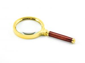 Lupa 80 mm metalowa z drewnianą rączką, powiększenie 6D 2,5x