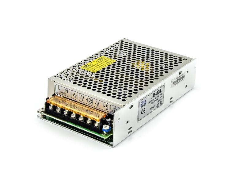 Podwójny zasilacz przemysłowy D-50B 5V 6A, 24V 1A, 50W