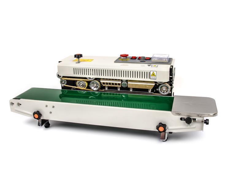 Zgrzewarka do folii ciągłej z przenośnikiem taśmowym i nadrukiem daty ważności DBF-770