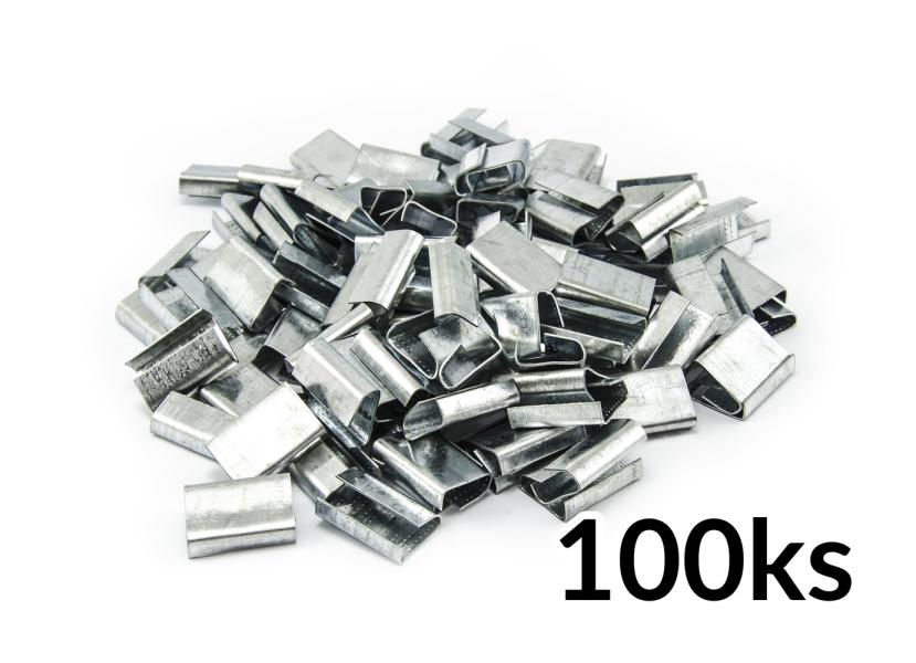Galwanizowane zapinki metalowe do spinania taśm PP i PET do 16mm 100szt