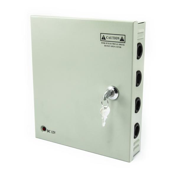 Metalowa skrzynka rozdzielcza dla modułowego zasilacza z 9 wyjściami zabezpieczającymi