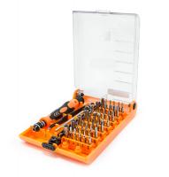 Zestaw śrubokrętów i 42 końcówki, w tym specjalne końcówki zabezpieczające