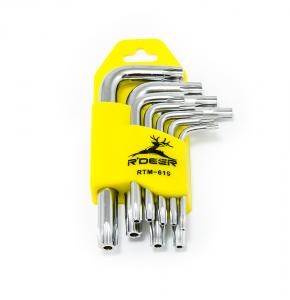 Zestaw kluczy gwiazdkowych TORX z otworem R'DEER 9szt