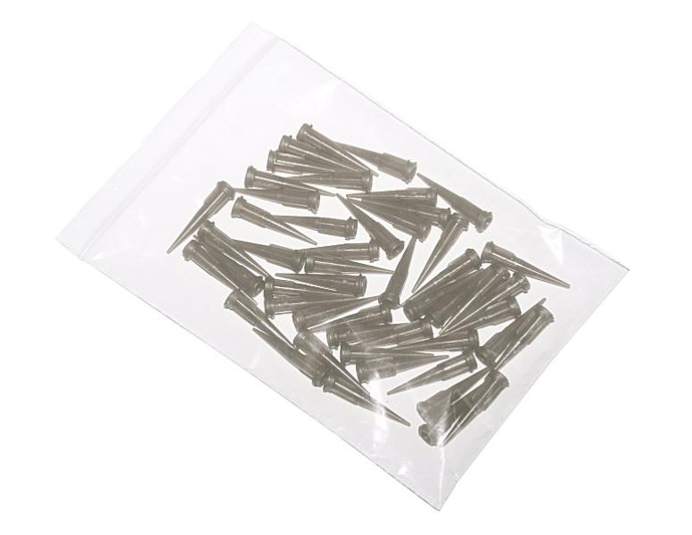 Stożkowe plastikowe igły dozujące szare 16G 50szt