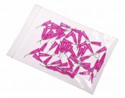 zakrzywione pod kątem 45° igły dozujące z kaniulą ze stali nierdzewnej fioletowe 21G 50szt