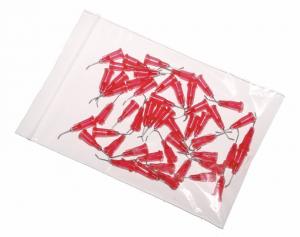 zakrzywione pod kątem 45° igły dozujące z kaniulą ze stali nierdzewnej czerwone 25G 50szt