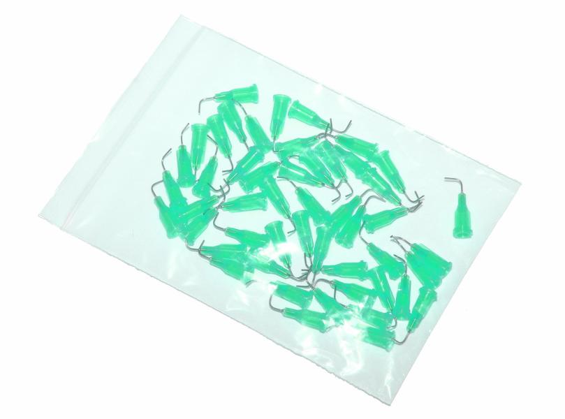 igły aplikacyjne zakrzywione pod kątem 90° z kaniulą ze stali nierdzewnej zielone 18G 50szt