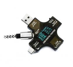 Multi tester USB z pomiarem pojemności, USB, micro USB, USB-C