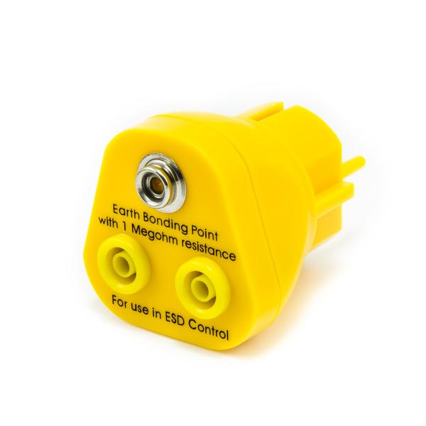 Punkty uziemienia ESD dla gniazda 230V, 2x banan 4mm, 1x kołek ESD 10mm