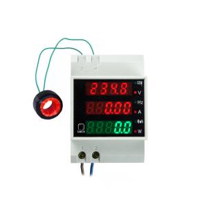 Wielofunkcyjny miernik napięcia, prądu i mocy na szynę DIN AC 80~260V/100A - toroidalny przekładnik prądowy