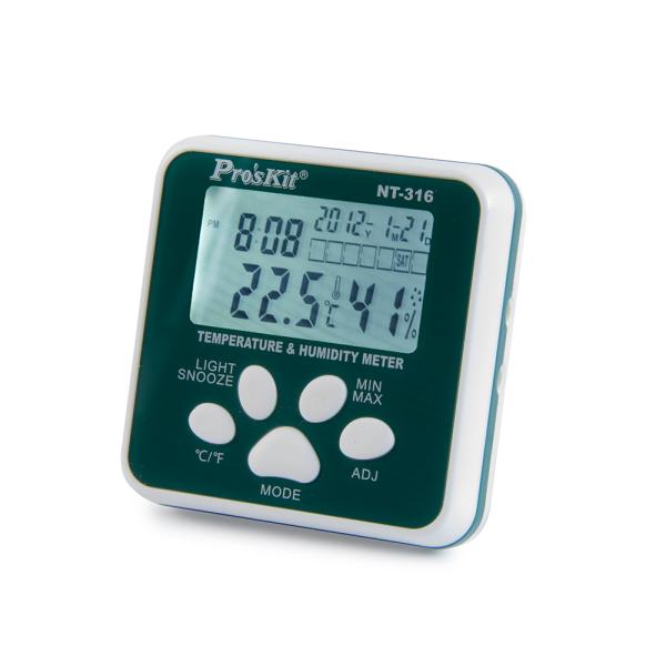 Termometr z higrometrem i zegarem na klipsie PROSKIT NT-316