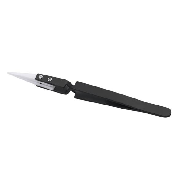 Samoblokująca, niemagnetyczna pęseta z ceramicznymi końcówkami do 1100°C, proste końcówki