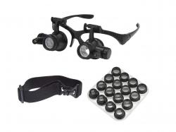 Okulary powiększające z podświetleniem LED i wymiennymi soczewkami 2,5X - 25X