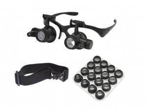 Okulary powiększające z podświetleniem LED i wymiennymi soczewkami 2,5X - 25X