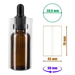 Przezroczysta folia termokurczliwa 70x45mm z perforacją do butelek i opakowań, średnica do 28,6mm