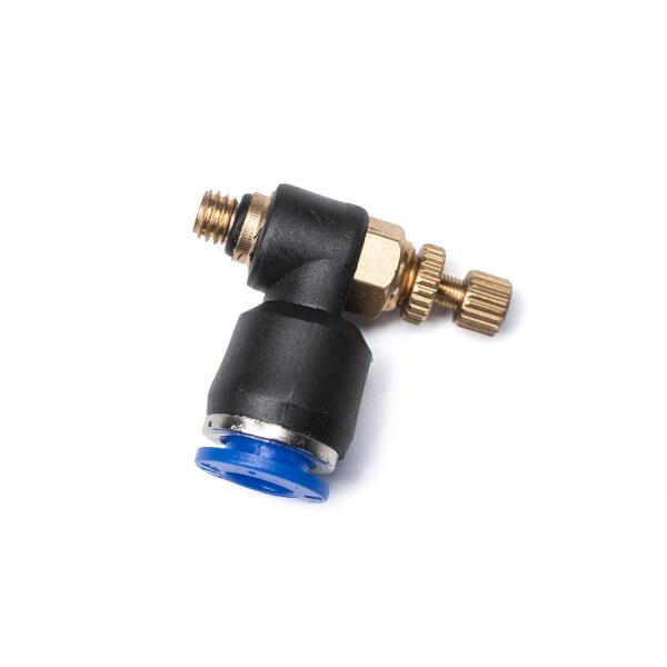 Kolanko 90° 8 mm z gwintem zewnętrznym G 1/8" i kontrolą przepływu