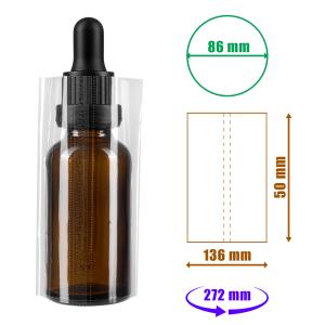 Przezroczysta folia termokurczliwa 50x136mm z perforacją do butelek i opakowań, średnica do 86mm