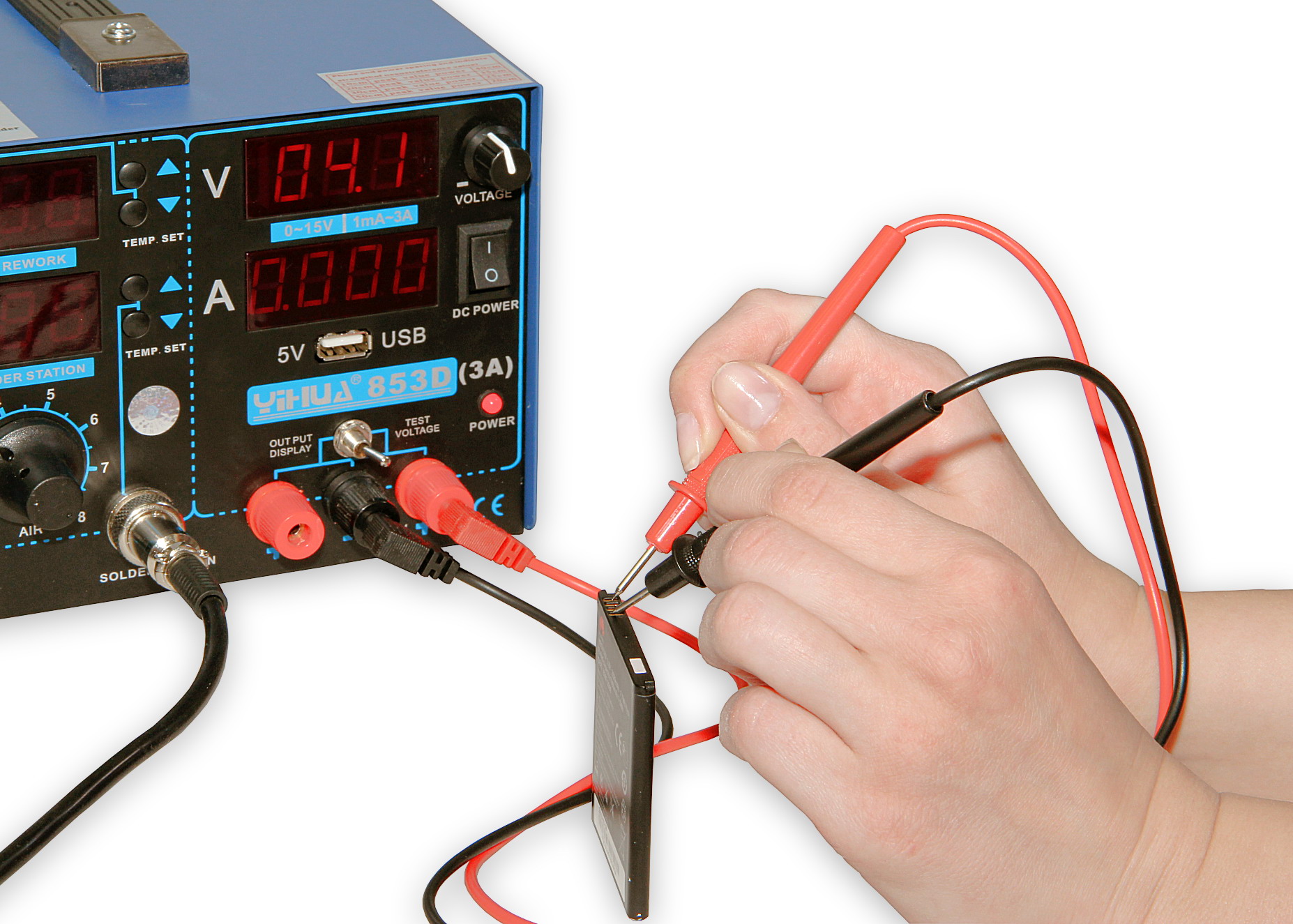 Cyfrowa stacja lutownicza z zasilaczem laboratoryjnym Yihua 853D