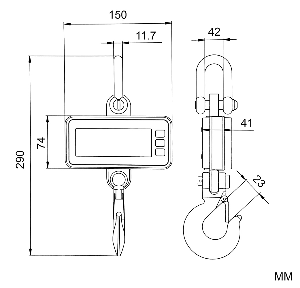 Waga dźwigowa z pilotem zdalnego sterowania 1000 kg / 0,5 kg