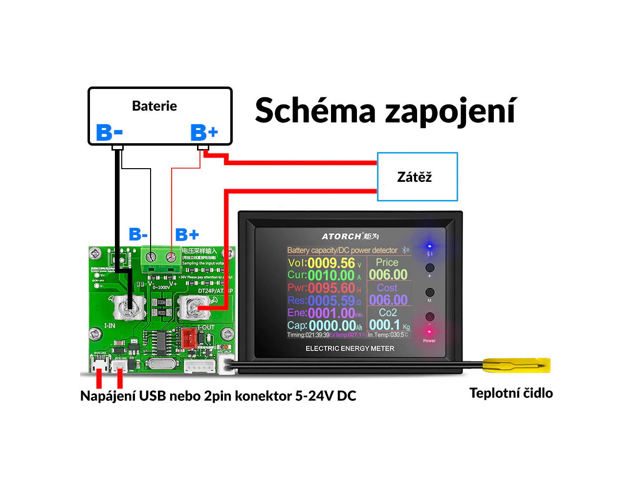 Atorch DT24 - 30A / 278V - monitor i tester akumulatorów z Bluetooth