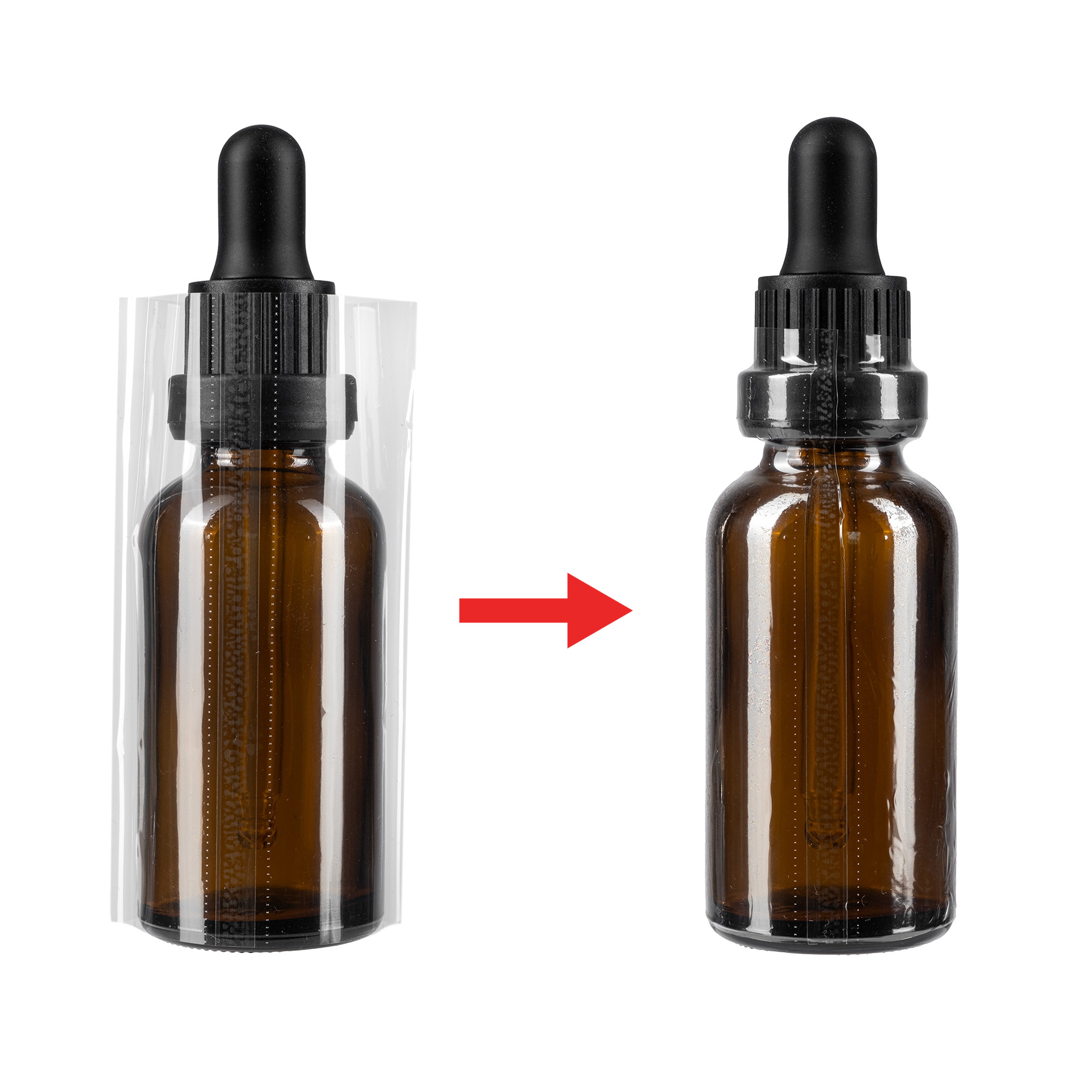 Przezroczysta folia termokurczliwa 70x55mm z perforacją do butelek i opakowań o średnicy do 34mm