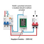 Miernik całkowitego i bieżącego poboru napięcia i prądu do montażu na szynie DIN PZEM-008, AC 50–300 V, 100 A